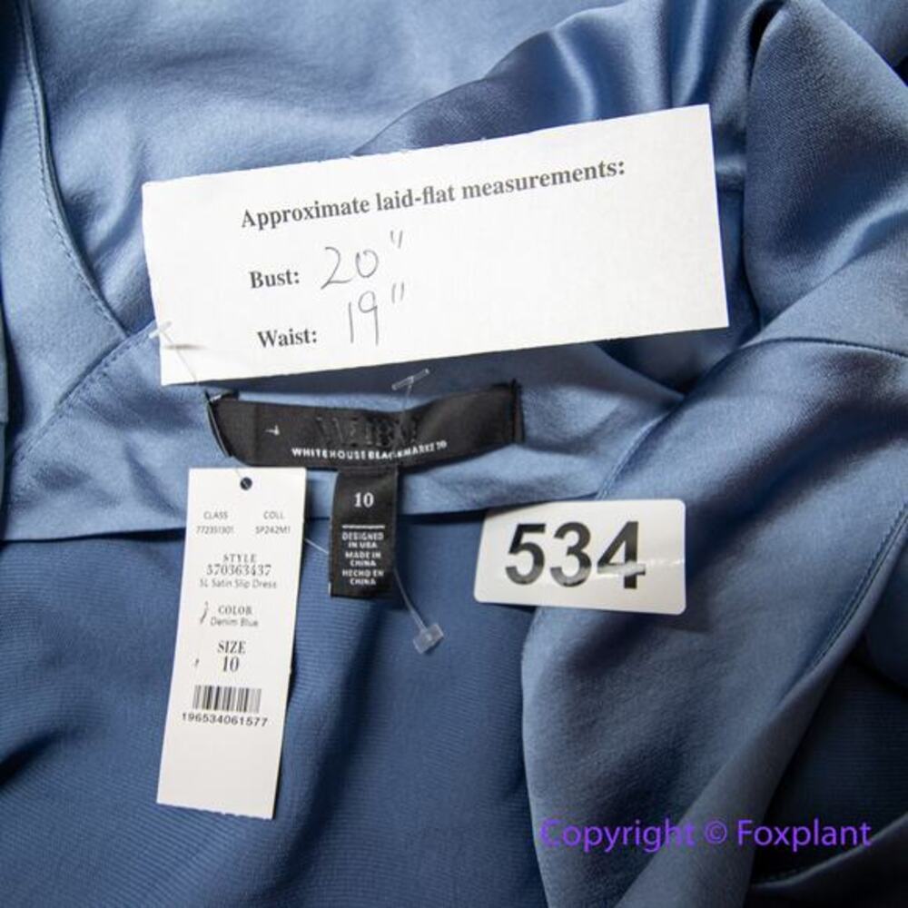 New! White House Black Market Sleeveless Satin Slip Dress in blue, size 10‎ - Picture 6 of 13